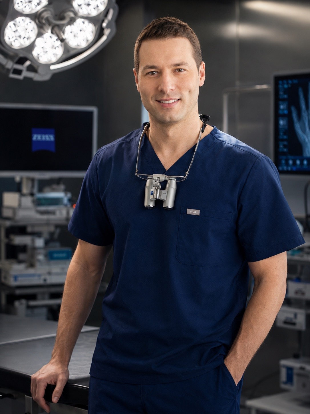 Dr. Tomas J. Saun in surgical scrubs